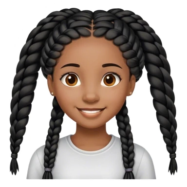 African american girl with long black braids smiling sticker