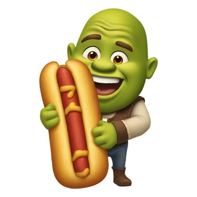 Shrek eating a corndog sticker