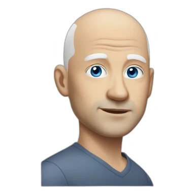 white bald man middle aged, blue eyes, sharp chin sticker