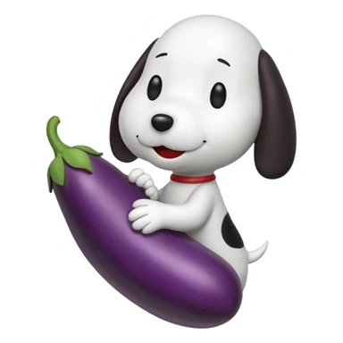 Black and white Snoopy with an eggplant sticker