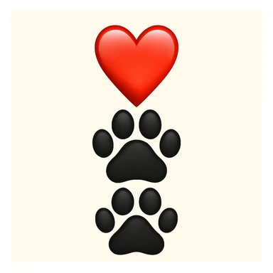 Make it apple style emojis: Stack the two black puppy paws vertically, keep the heart and original style sticker