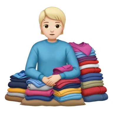 person with a pile of clothes sticker