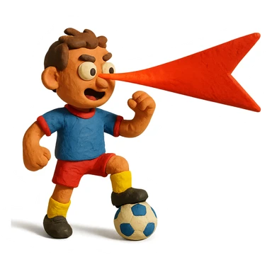 claymation style soccer player with a laser beam, playful sticker