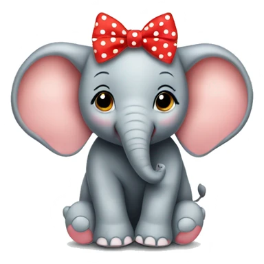 Res Baby elephant with a red polka dot bow on its head  sticker