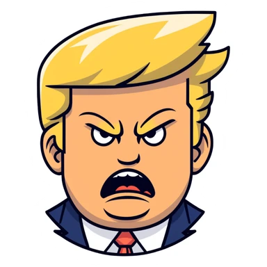 Donald Trump with an angry facial expression sticker