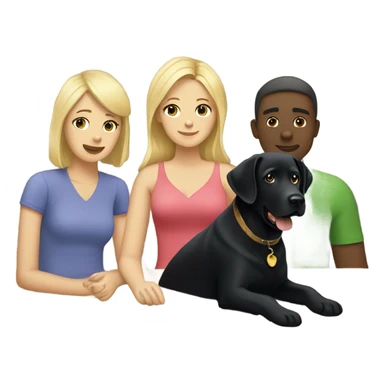 Black Labrador retriever with blonde haired woman and long black haired man  sticker