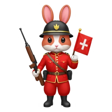 red rabbit with soldier costume sticker