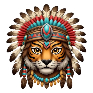 Aztec tiger warrior with feathered headdress sticker