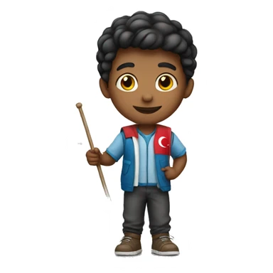 the boy waving the Turkish flag sticker