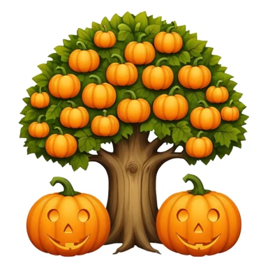Old tree with big pumpkins  sticker