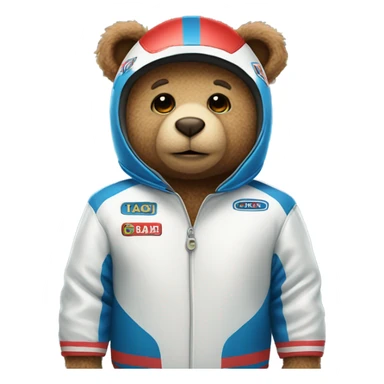 Teddy bear wear racing suit sticker