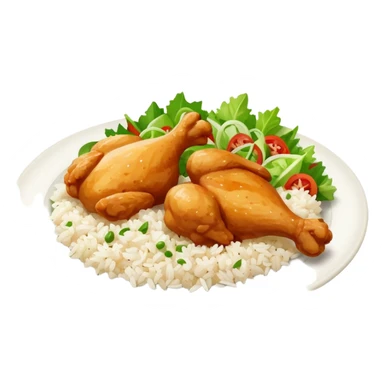 Chicken chunks and rice with salad sticker