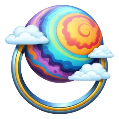 colorful planet with ring sticker