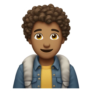 Guy with curly hair hugging brunette sticker