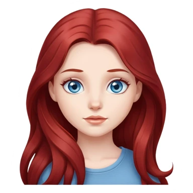 Cute pretty girl with long dark red hair and blue grey eyes sticker