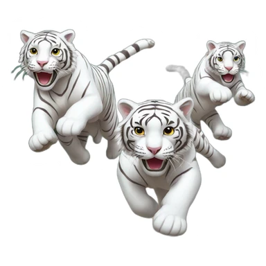 3 white tigers running to the left from right sticker