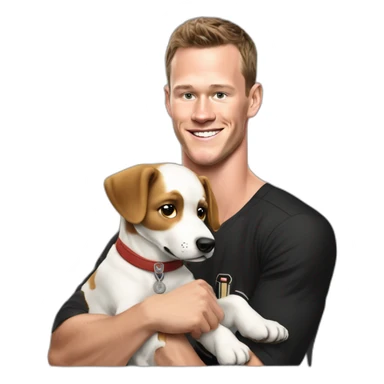 Jonathan Toews playing with a puppy sticker