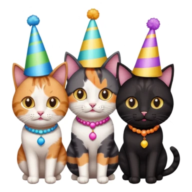 diffrent colours cat  with party hats sticker
