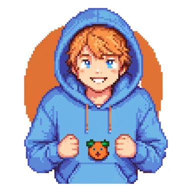 Mr. Beast, blue hoodie, cheerful expression sticker