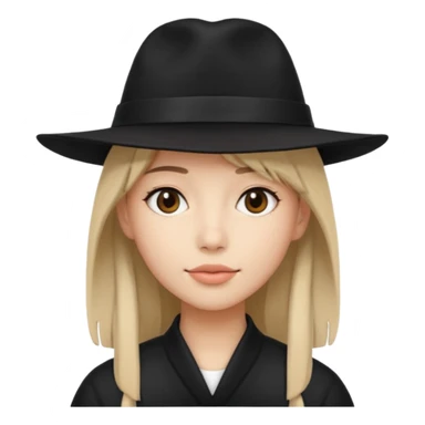 face with a black hat and long side bangs, simple and clear sticker