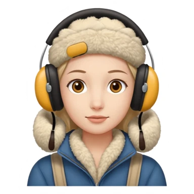me wearing beige ear muffs sticker