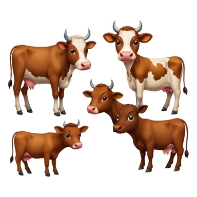 Famille Vache, veau et taureau  sticker