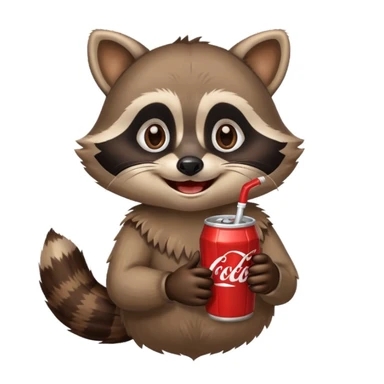 make an emoji of a raccoon drinking coke  sticker