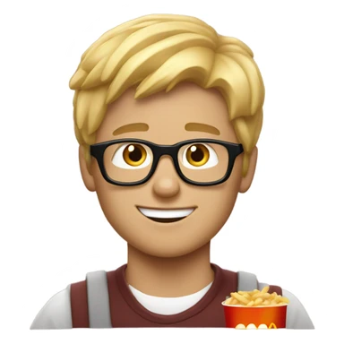 blond young guy with glasses eating mc Donald’s sticker