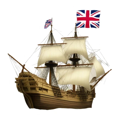 mayflower ship with one the Grand Union Flag sticker