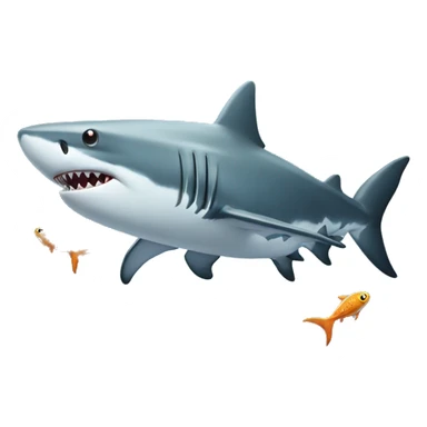 shark swimming with fish sticker