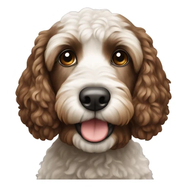 Cockapoo with dark brown and white face sticker