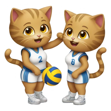 two girl cats playing volleyball sticker