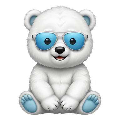 baby polar bear wear sunglasses sticker