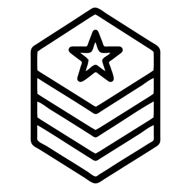 army rank icon, outlined style, black and white, classic military badge look sticker