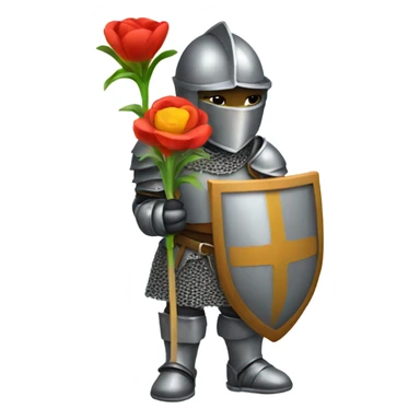 Knight holding a flower sticker