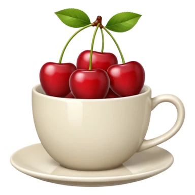 5pcs Fruit Cherry red on a cup. Fucos camera on the top of the cup sticker