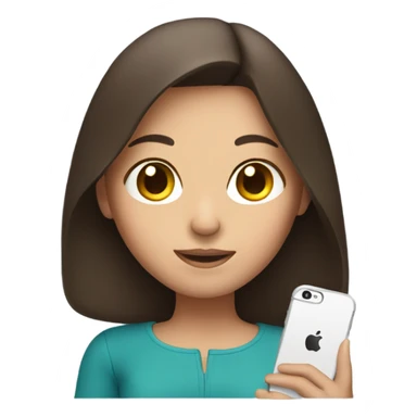 brunette girl with iPhone in hand sticker