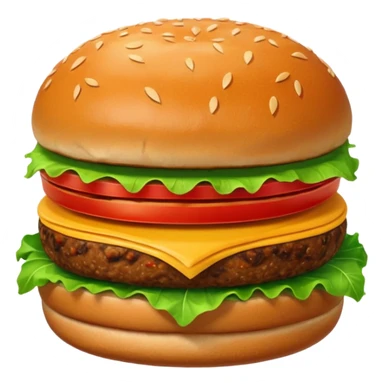 veggie burger emoji with green lettuce, tomato, veggie patty, whole wheat bun sticker