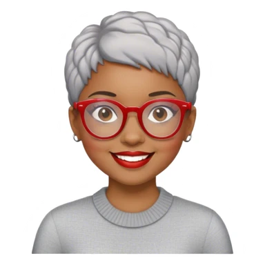 Light skinned Black girl with red glasses short natural gray haircut celebrating Black history month sticker