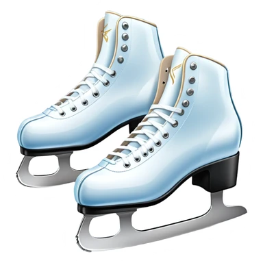 An icon showing The rink is surrounded by cheering spectators and soft arena lights, creating a beautiful, dynamic atmosphere. a pair of elegant figure skates placed on the smooth, sparkling ice of a grand ice arena. Transparent background highlights the grace and beauty of figure skating. sticker