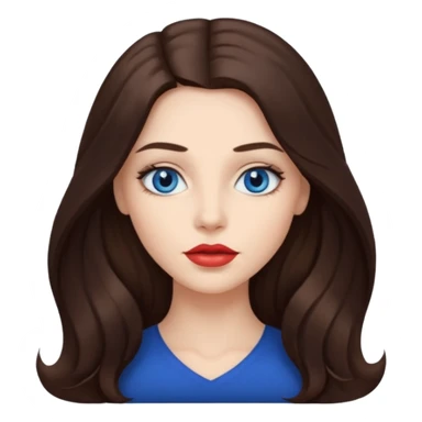 Woman with fair skin long brunette hair dark blue eyes and full lips sticker