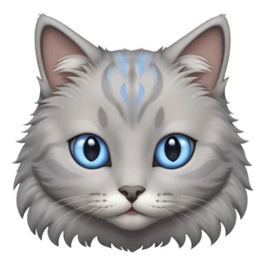 a gray cat with blue eyes on its FOREHEAD sticker