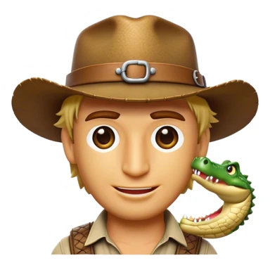 Cinematic Realistic Crocodile Dundee Pop Culture Emoji, depicted with rugged charm and adventurous spirit rendered with lifelike detail and cinematic lighting. sticker
