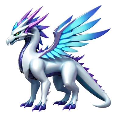 Colorful Futuristic Modern Epic Legendary Shiny Cyber-Suicune-Dialga-Reshiram-Creature, (full body) sticker