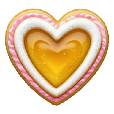Realistic shortbread cookie in the shape of a heart with color of lemon jelly middle filling and sprinkled powder sugar on top. sticker