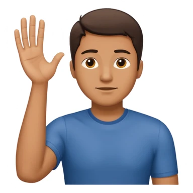 The man extends his arm forward, indicating that he refuses, as he say no sticker