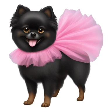 black Pomeranian with a pink tutu  sticker