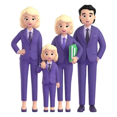The Parr family from Incredibles in civilian clothes - Bob in business suit, Helen in casual clothes, Violet teen with black hair, Dash blonde boy, baby Jack-Jack sticker