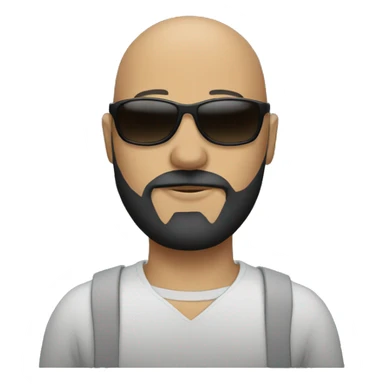 bald man with black beard and sunglasses sticker