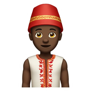 Igbo man wearing a red and white traditional Igbo sticker